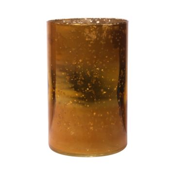 Vaso da fiori in vetro RIGOBERTO, centro dorato, arancione-marrone-trasparente, 20cm, Ø12,5cm