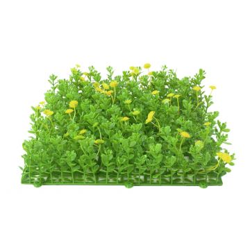 Tappeto di bosso di plastica / Siepe KEIL con fiori, verde-giallo, 25x25cm