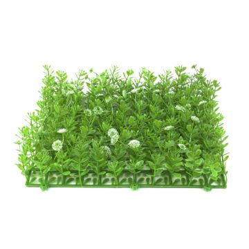 Tappeto di bosso di plastica / Siepe KEIL con fiori, verde-bianco, 25x25cm