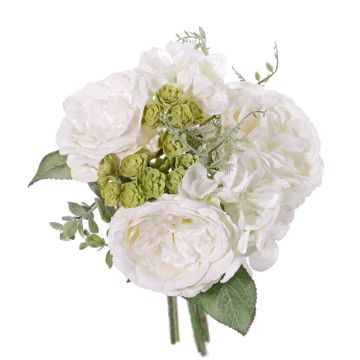 Bouquet di rose artificiali SIERRA ortensia, echeveria, bianco, 25cm, Ø25cm