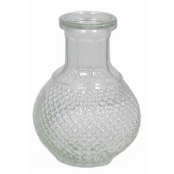 Bottiglia di vetro chiaro DONKA con motivo a rombi, 11,5cm, Ø8cm