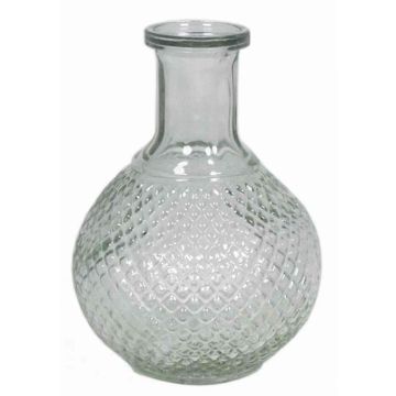 Bottiglia di vetro chiaro DONKA con motivo a rombi, 15cm, Ø11cm