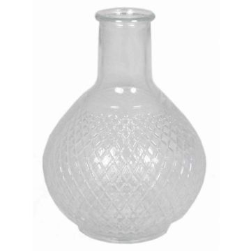 Bottiglia di vetro chiaro DONKA con motivo a rombi, 18,5cm, Ø13,5cm