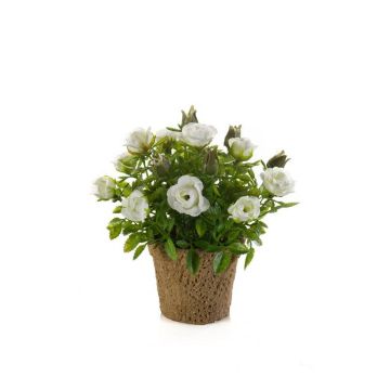 Rosa artificiale LARAINA in vaso decorativo, bianco, 15cm