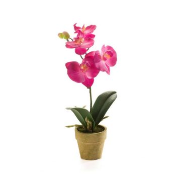 Orchidea phalaenopsis artificiale SETH in vaso decorativo, fucsia, 25cm
