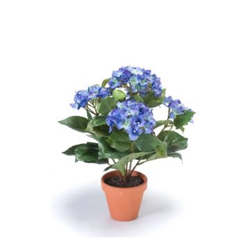 Fiore tessile d'ortensia LAIDA in vaso d'argilla, blu, 35cm
