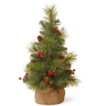 Abete artificiale BUKAREST, sacco di iuta, decorato, 80cm, Ø45cm