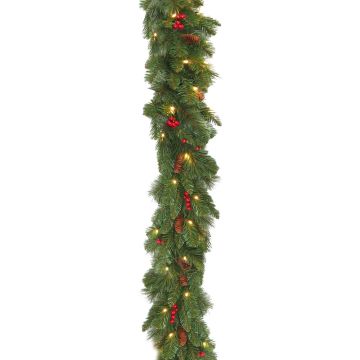 Ghirlanda di Natale artificiale BUKAREST, decorata, LEDs, 275cm, Ø30cm