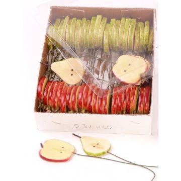 Fette di mela e pere artificiali AARI, 48 pezzi, verde-rosso, 9,5cm, Ø3,5-4cm