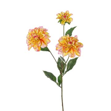 Dahlia artificiale ANJULIKA, giallo-rosa, 75cm, Ø6-12cm