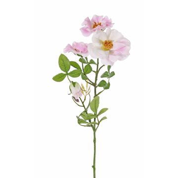 Rosa selvatica artificiale BALOU, bianco-rosa, 60cm, Ø7-9cm