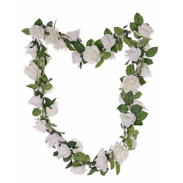 Ghirlanda di rose artificiali DORIE, bianco, 180cm, Ø7-9cm