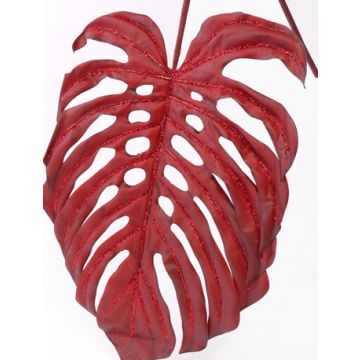 Foglia artificiale di filodendro monstera deliciosa BENY, con brillantini, rosso, 120cm