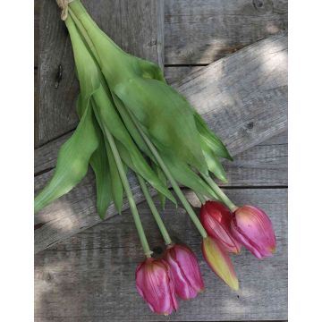 Mazzo di tulipani artificiali LONA, fucsia-verde, 35cm, Ø15cm