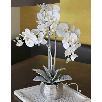 Orchidea phalaenopsis artificiale KAREN, vaso decorativo, ghiacciato, bianco, 60cm