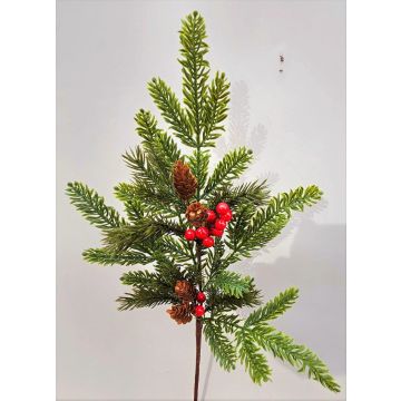 Ramo decorativo VARDALIA, abete, bacche, pigne, rosso-verde, 75 cm
