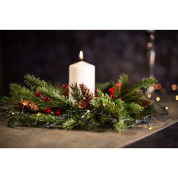 Ghirlanda artificiale di abete GENNARO con bacche, pigne, rosso-verde, Ø 40 cm