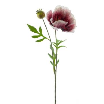 Fiore di papavero decorativo EDESSA, rosa-bianco, 80 cm