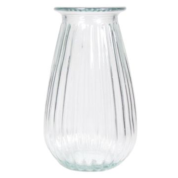 Vaso in vetro DORITA con scanalature, trasparente, 21 cm, Ø 13 cm