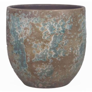 Fioriera in ceramica TSCHIL, rustico, colore sfumato, marrone-verde, 34cm, Ø34cm
