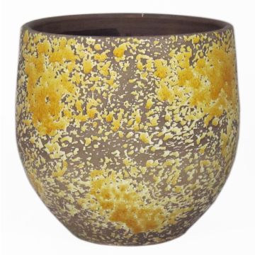 Fioriera in ceramica TSCHIL, rustico, colore sfumato, giallo ocra-marrone, 24cm, Ø24cm