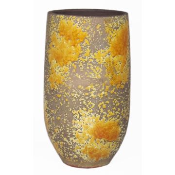 Vaso da fiori in ceramica TSCHIL, rustico, colore sfumato, giallo ocra-marrone, 35cm, Ø18cm