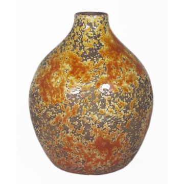 Vaso a palloncino in ceramica TSCHIL, rustico, colore sfumato, giallo ocra-marrone, 24cm, Ø18cm