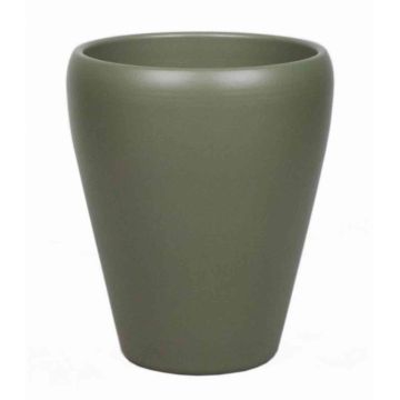 Vaso conico per orchidee NAZARABAD, ceramica, verde oliva-opaco, 17cm, Ø14cm