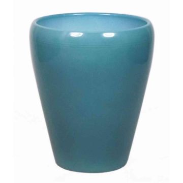 Vaso conico per orchidee NAZARABAD, ceramica, blu oceano, 17cm, Ø14cm