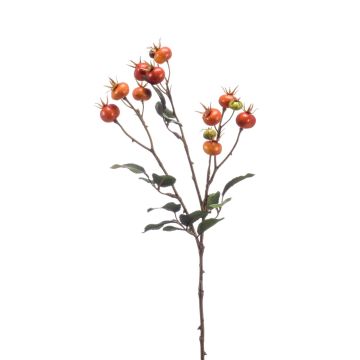 Ramo di rosa selvatica artificiale ARANKA con frutti, arancione, 65cm