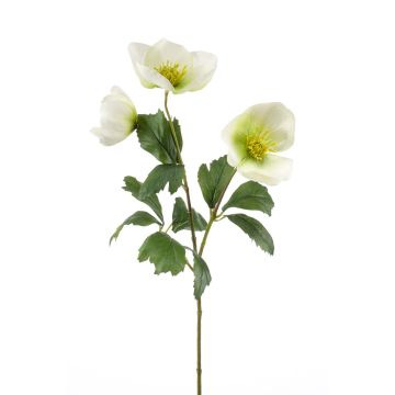 Rosa di Natale finta MERUEL, bianco-verde, 45cm