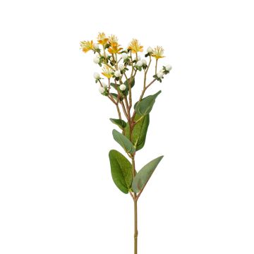 Erba di San Giovanni artificiale CANNO con fiori, frutti, giallo-bianco, 65cm
