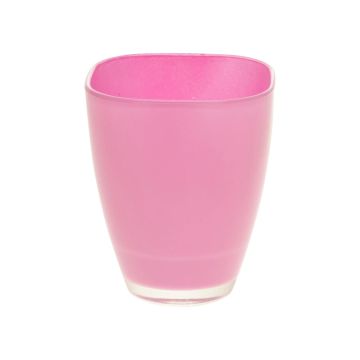 Vaso di fiori YULE, vetro, rosa, 17x13,5x13,5cm