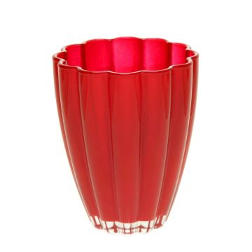 Vaso decorativo BEA in vetro, rosso vino, 17cm, Ø14cm