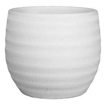 Fioriera in ceramica TIAM con scanalature, bianco-opaco, 14cm, Ø17cm