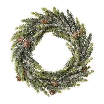 Ghirlanda decorativa abete rosso HOBRA, pigne, innevata, verde, Ø 25 cm