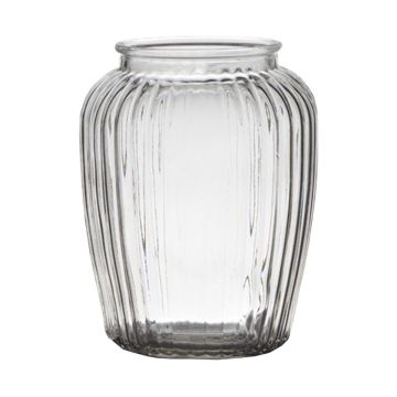 Vaso di vetro NOLAN, strisce verticali, trasparente, 19,5cm, Ø15,5cm