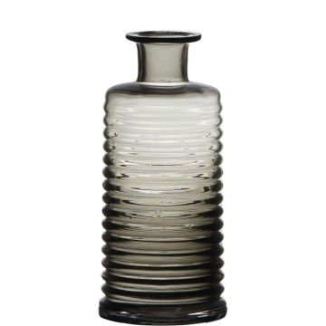 Bottiglia decorativa di vetro STUART con scanalature, grigio-trasparente, 21,5cm, Ø9,5cm
