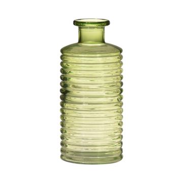 Bottiglia decorativa di vetro STUART con scanalature, verde-trasparente, 31cm, Ø14,5cm