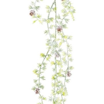 Ghirlanda artificiale di larice MIBRAN, pigne, verde-bianco, 190 cm