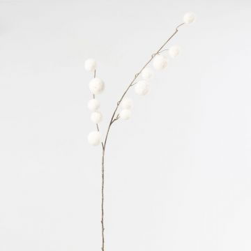 Ramo artificiale Gomphocarpus AOLANI con frutti, glitter, bianco, 100cm