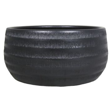 Fruttiera in ceramica TIAM con scanalature, nero-opaco, 14cm, Ø29cm