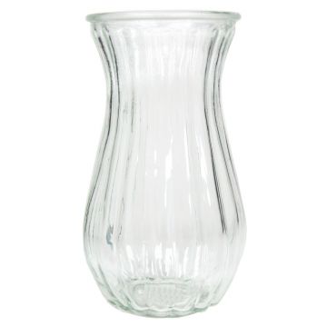 Vaso decorativo CAITRIA con scanalature, vetro, trasparente, 22,5cm, Ø13cm