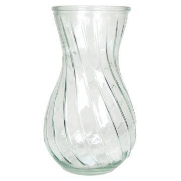 Vaso in vetro decorativo CARMILLA con scanalature ritorte, trasparente, 22cm, Ø13cm