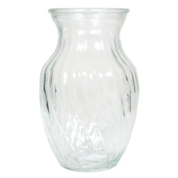 Vaso da tavolo in vetro CATLYN con scanalature ritorte, trasparente, 20cm, Ø13cm