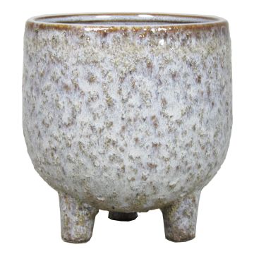 Vaso da fiori in ceramica NOREEN, maculato, su piedi, grigio-marrone, 10,5cm, Ø11cm