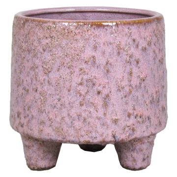 Vaso da fiori in ceramica NOREEN, maculato, su piedi, rosa-marrone, 12cm, Ø12,8cm