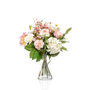Bouquet di fiori artificiali FEME, bianco-rosa, 60cm, Ø40cm