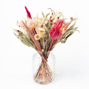 Bouquet di fiori secchi MARUKA con pannocchie, rosa-fucsia, 45cm, Ø20cm