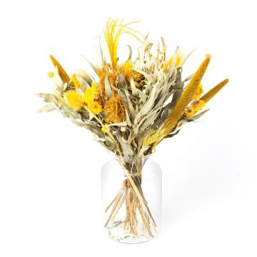 Bouquet di fiori secchi MARUKA con pannocchie, giallo-verde, 45cm, Ø20cm